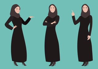Joven hermosa mujer de Arabia Saudita de pie usando hijab y abaya
