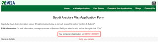 Número de solicitud de visa